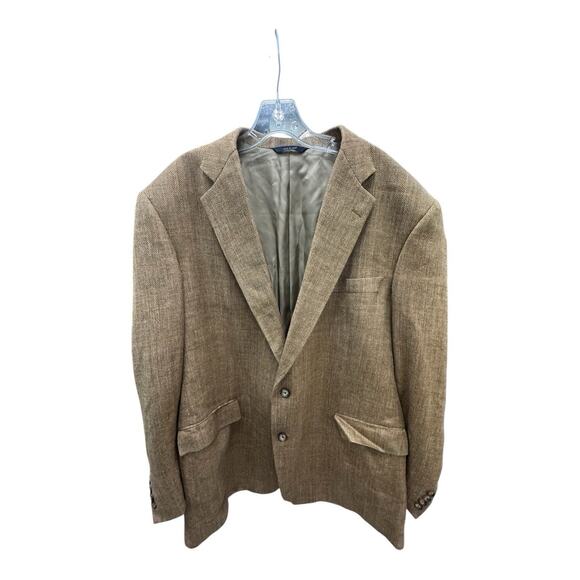 Brooks Brothers Regent ET Thomas Brown Herringbone Wool Silk Linen Blazer 46L